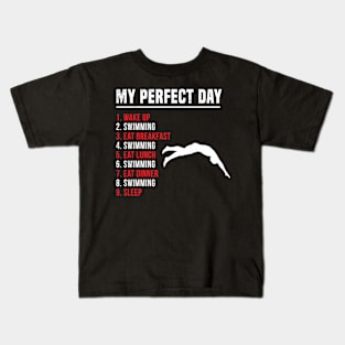 Swimming funny perfect day theme Kids T-Shirt